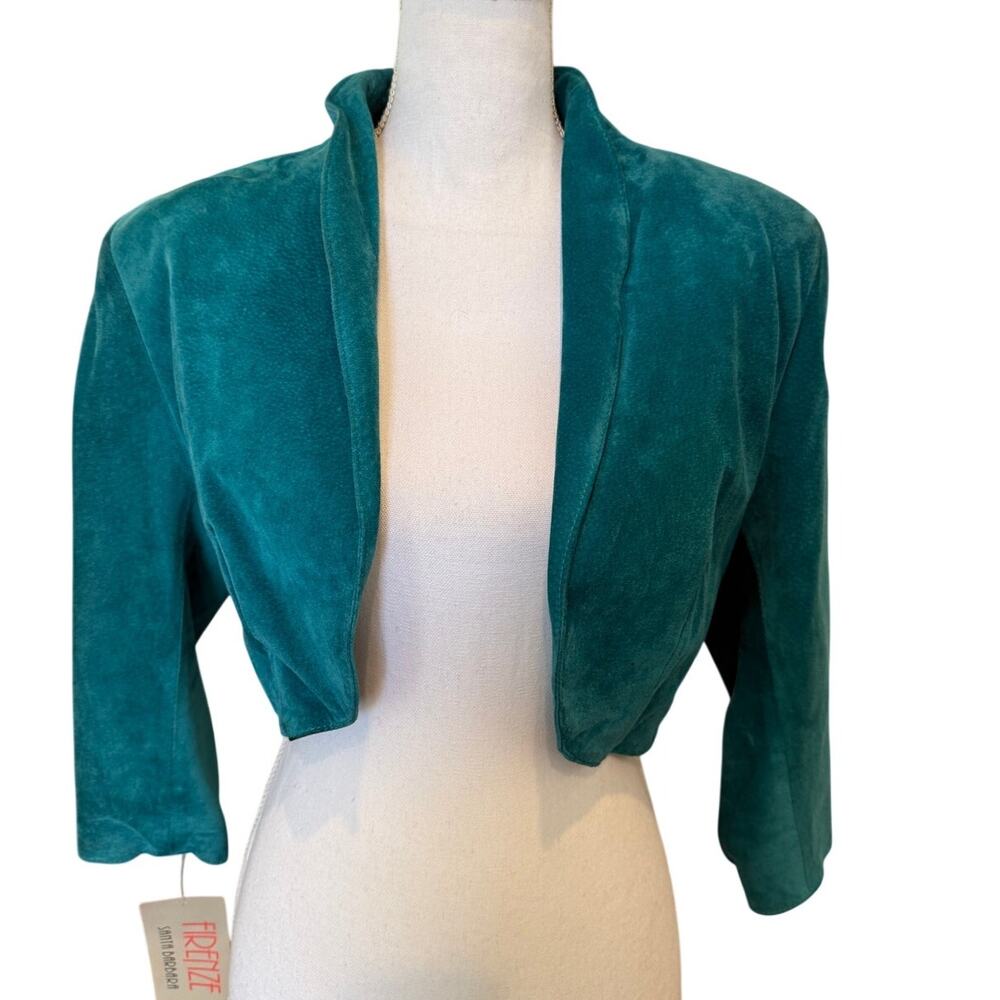 Vintage Firenze Santa Barbara Suede Cropped Bolero Jacket Teal